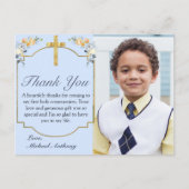 Elegant Blue Peach Floral 1st Heilige Communauteit Briefkaart (Voorkant)