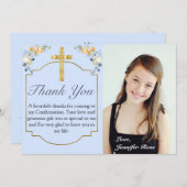 Elegant Blue Peach Floral Bevestiging Bedankkaart (Voorkant / Achterkant)