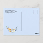 Elegant Blue Peach Floral Bevestiging Dank u C Briefkaart (Achterkant)