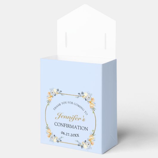 Elegant Blue Peach Floral Bevestiging Hartelijk da Bedankdoosjes (Geopend)