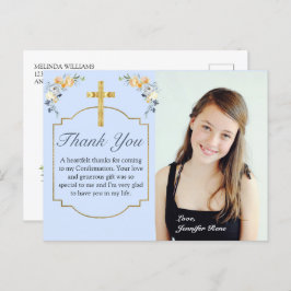 Elegant Blue Peach Floral Bevestiging Hartelijk da Briefkaart