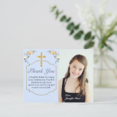 Elegant Blue Peach Floral Bevestiging Hartelijk da Briefkaart (Staand voorkant)