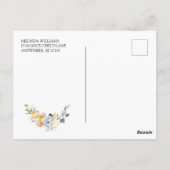 Elegant Blue Peach Floral Bevestiging Hartelijk da Briefkaart (Achterkant)