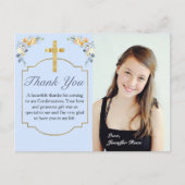 Elegant Blue Peach Floral Bevestiging Hartelijk da Briefkaart (Voorkant)