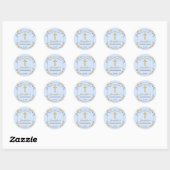 Elegant Blue Peach Floral Bevestiging Hartelijk da Ronde Sticker (Vel)