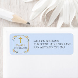 Elegant Blue Peach Floral-bevestiging Return Etiket