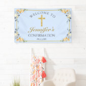 Elegant Blue Peach Floral Bevestiging Welkom Spandoek (Insitu)