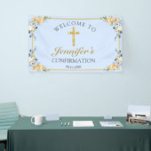 Elegant Blue Peach Floral Bevestiging Welkom Spandoek (Beurs)