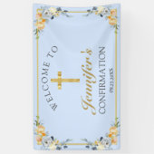 Elegant Blue Peach Floral Bevestiging Welkom Spandoek (Verticaal)