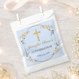 Elegant Blue & Peach Floral Gold-bevestiging Bedankzakje
