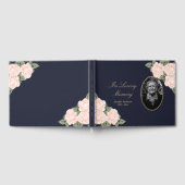 Elegant Blue Peach Floral Photo Funeral Gastenboek (Volledig)