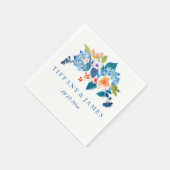 Elegant Blue & Peach Floral Wedding Napkin Servet (Hoek)