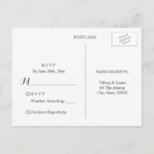 Elegant Blue Peach Floral Wedding RSVP Uitnodiging Briefkaart (Achterkant)