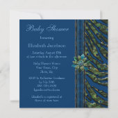 Elegant Blue Peacock Animal Print Baby shower Kaart (Achterkant)