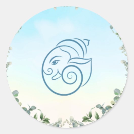 Elegant Blue Peacock Floral Botanical Wedding Ronde Sticker (Voorkant)