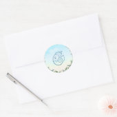 Elegant Blue Peacock Floral Botanical Wedding Ronde Sticker (Envelop)