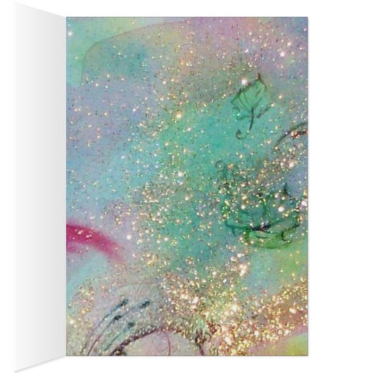 ELEGANT BLUE PEACOCK, GEM STONES EN BOW Birthday (Binnen (Rechts))