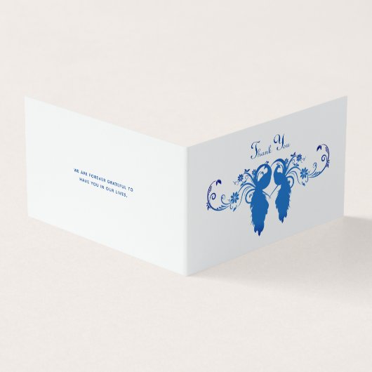 Elegant Blue Peacock ingevuld Hartelijk dank Kaart (Buitenkant)
