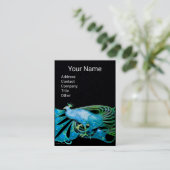 ELEGANT BLUE PEACOCK MODE JEWEL zwart papier Visitekaartje (Staand voorkant)
