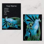 ELEGANT BLUE PEACOCK MODE JEWEL zwart papier Visitekaartje (Voorkant / Achterkant)