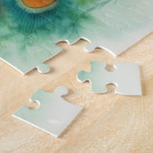 Elegant Blue Peacock Pink Flowers Legpuzzel (Zijkant)