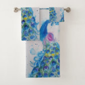 Elegant Blue Peacock Waterverf Art Bird Girls Bad Handdoek (Insitu)