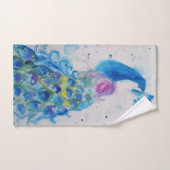 Elegant Blue Peacock Waterverf Art Bird Girls Bad Handdoek (Handdoek)