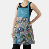 Elegant Blue Peacock Waterverf Art Kinder Apron Schort (Insitu)