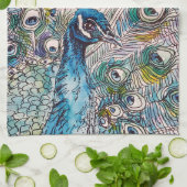 Elegant Blue Peacock Waterverf Art Kinder Apron Theedoek (Gevouwen)
