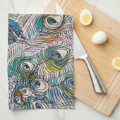 Elegant Blue Peacock Waterverf Art Kinder Apron Theedoek (Quarter Fold)