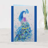 Elegant Blue Peacock Waterverf Birthday Card Kaart (Achterkant)