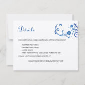 Elegant Blue Peacock Wedding Details Kaart (Voorkant)