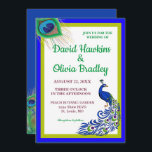 Elegant Blue Peacock Wedding Kaart<br><div class="desc">Een aantrekkelijke uitnodiging voor een pauw bruiloft met een pauw-vector met veren.</div>