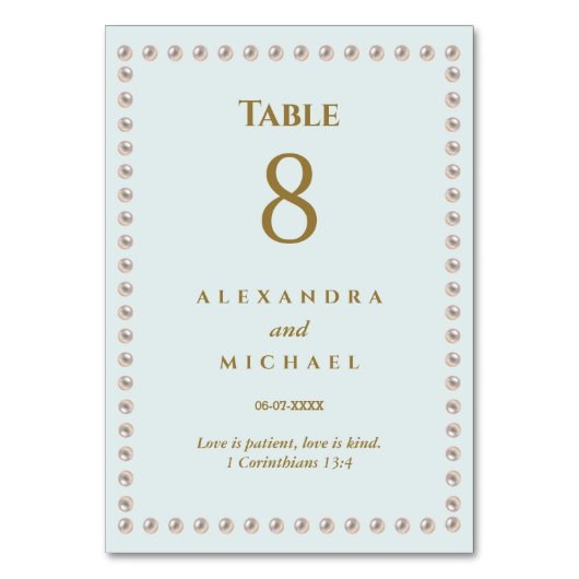 Elegant Blue Pearl Christian Wedding  Kaart (Achterkant)