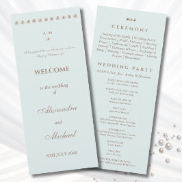 Elegant Blue Pearl Christian Wedding Program Programmakaart