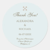 Elegant Blue Pearl Christian Wedding Thank You Ronde Sticker (Voorkant)