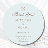 Elegant Blue Pearl Christian Wedding Thank You Ronde Sticker