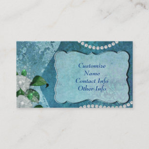Elegant Blue Pearl & Lace  gepersonaliseerd Visitekaartje