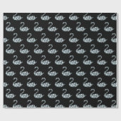 Elegant Blue Pearl Swan op zwarte achtergrond Cadeaupapier (Vlak)