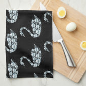 Elegant Blue Pearl Swan op zwarte achtergrond Theedoek (Quarter Fold)