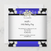 Elegant Blue Pearl White Diamond Birthday Kaart (Achterkant)