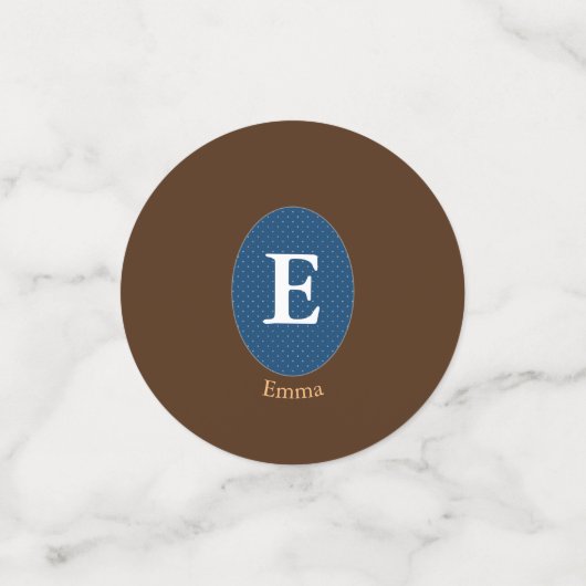 Elegant Blue Personalized Monogram Confetti (Kleine voorkant)