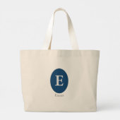 Elegant Blue Personalized Monogram Grote Tote Bag (Achterkant)