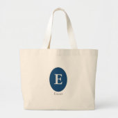Elegant Blue Personalized Monogram Grote Tote Bag (Voorkant)