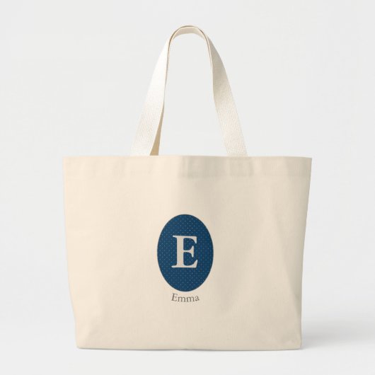 Elegant Blue Personalized Monogram Grote Tote Bag (Voorkant)