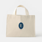 Elegant Blue Personalized Monogram Mini Tote Bag (Achterkant)