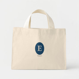 Elegant Blue Personalized Monogram Mini Tote Bag