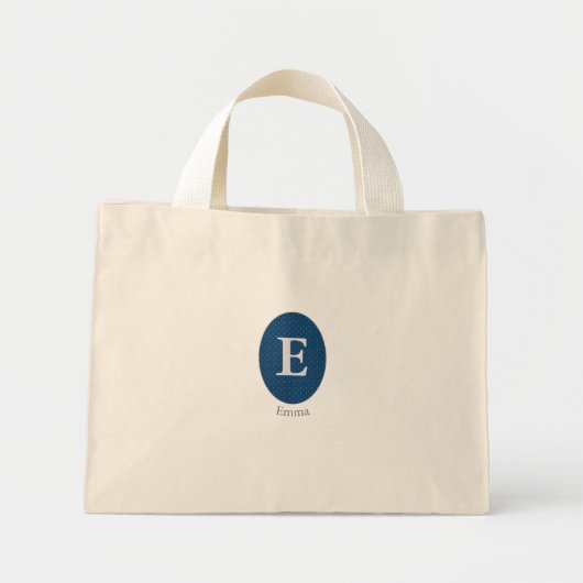 Elegant Blue Personalized Monogram Mini Tote Bag (Voorkant)