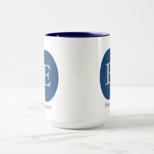 Elegant Blue Personalized Monogram Mok (Midden)