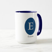 Elegant Blue Personalized Monogram Mok (Voorkant rechts)